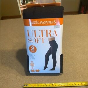 NWT 2 Pairs Women’s Fleece Tights S/M Black Blissful Benefits by Warner’s